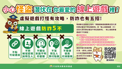 行政院消費者保護處刊登消費者保護教育宣導資訊